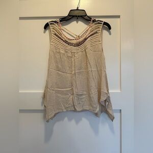 Women's Cream Sleeveless Top